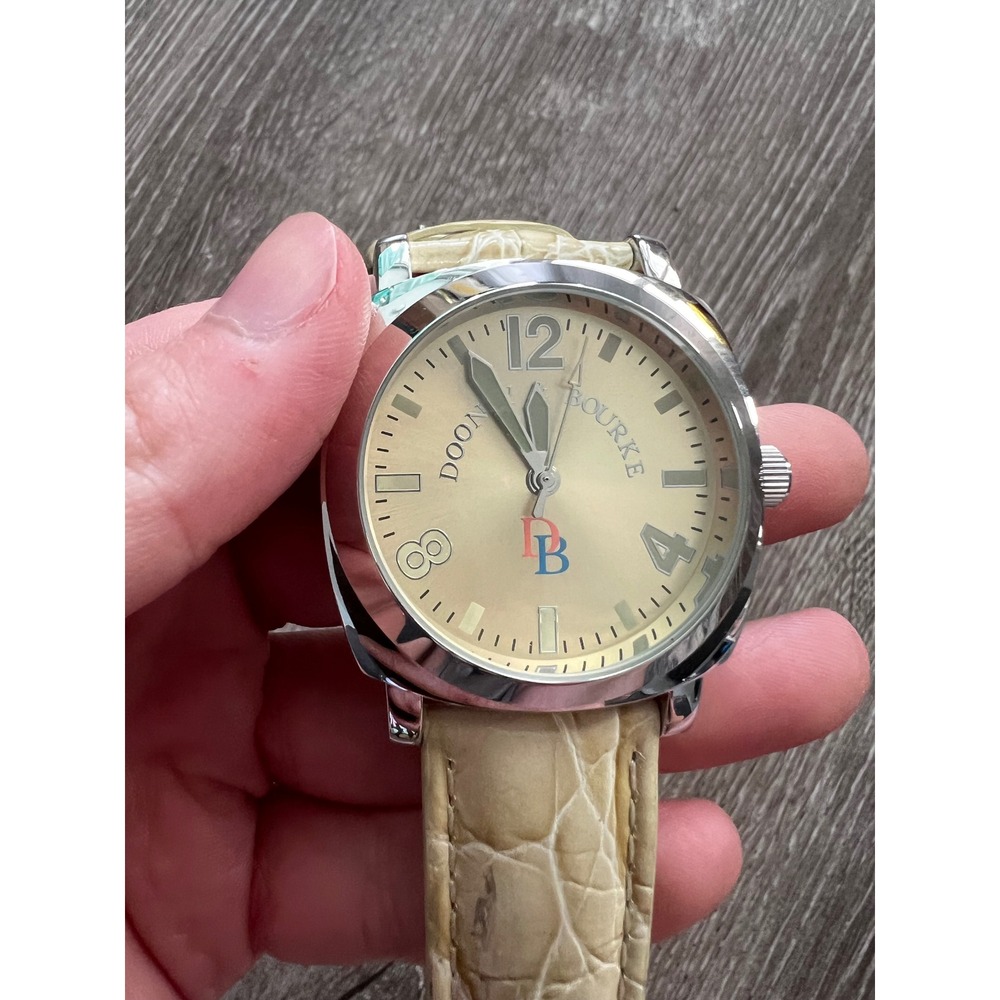 Dooney & Bourke Wristwatch Women OS Cream Leather Croc Embossed Stainless - Picture 3 of 6